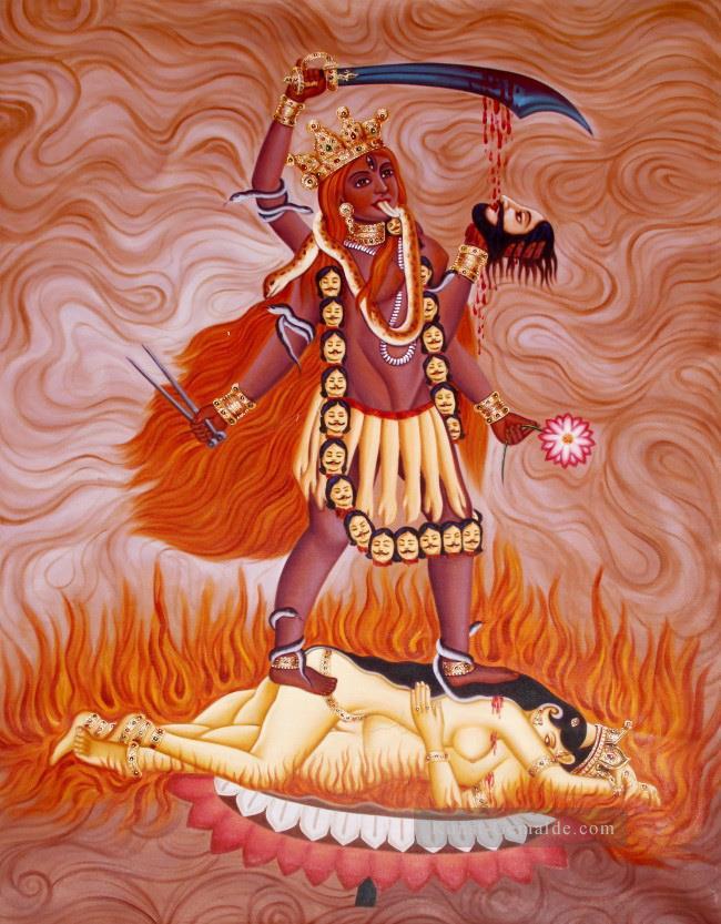 Manifestation der Göttin Kali als Tara aus Indien Ölgemälde